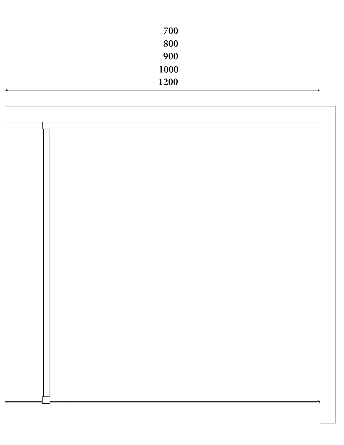 Sch&eacute;ma dimensions - Paroi de douche EXTATY 1